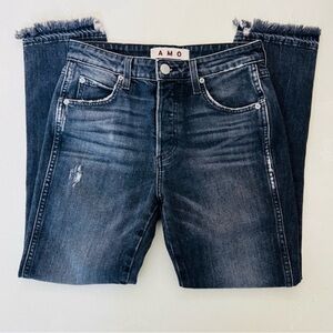 AMO Babe Rascal Black Button Fly Ankle Skinny Jeans 27